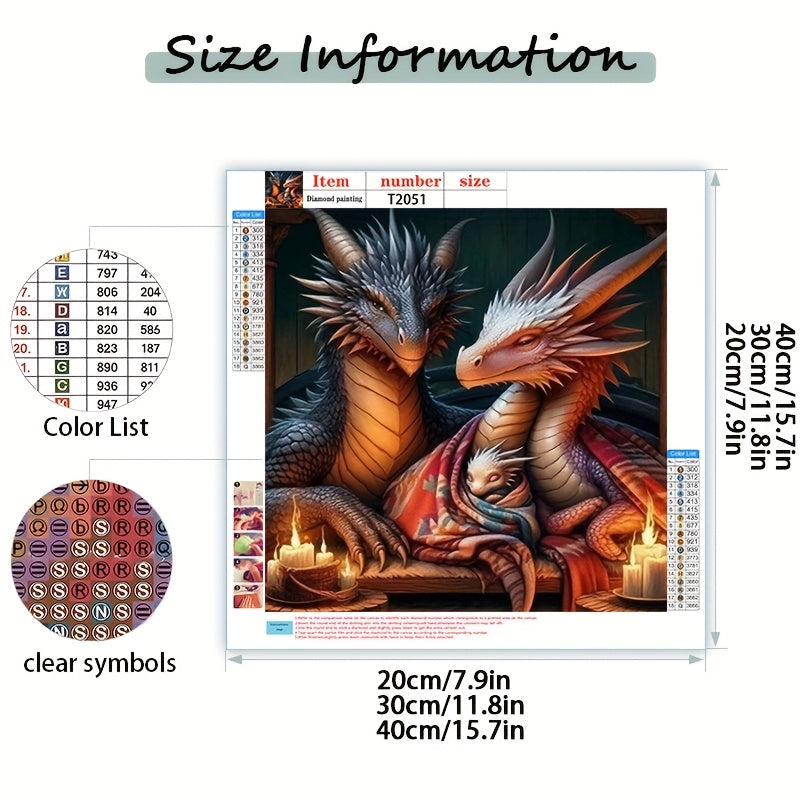 Diamond Art Painting Kit Dragon Family 5D Round Beginner