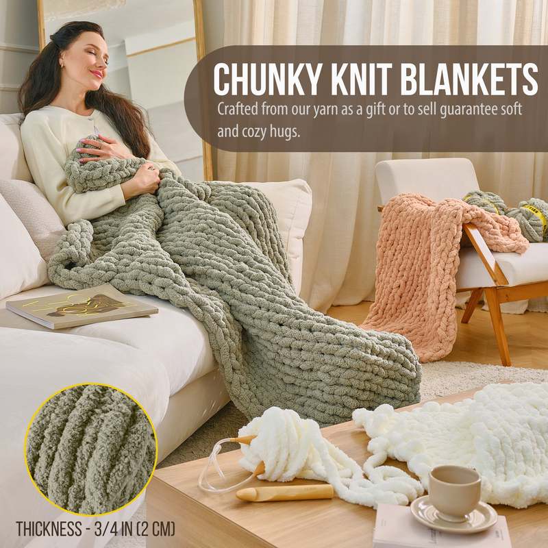 Chunky Chenille Yarn Jumbo 7 Weight Skeins For Crocheting