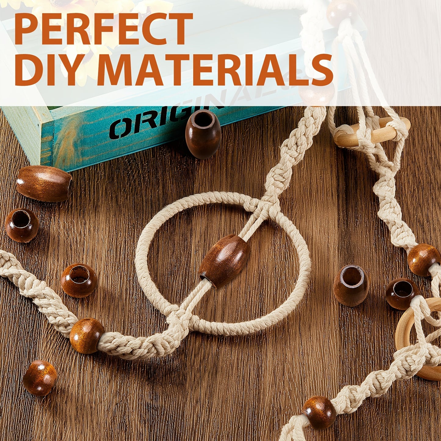 Brown Wooden Macrame Beads 130pcs With 10mm Large Hole
