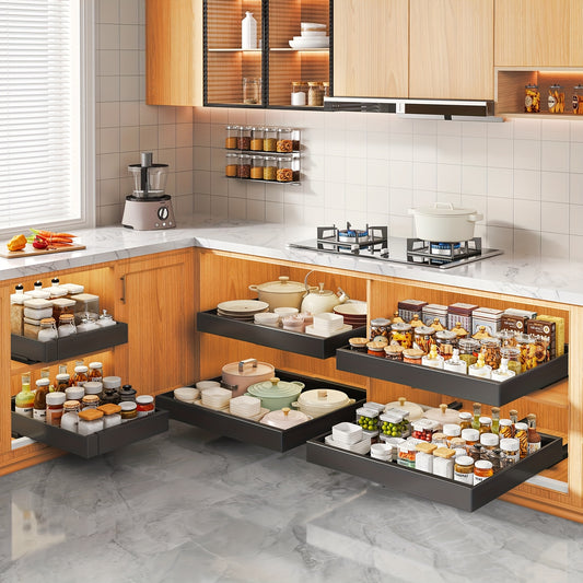 4-Drawer Heavy Duty Slide Out Cabinet Organizer 12.6-20.6