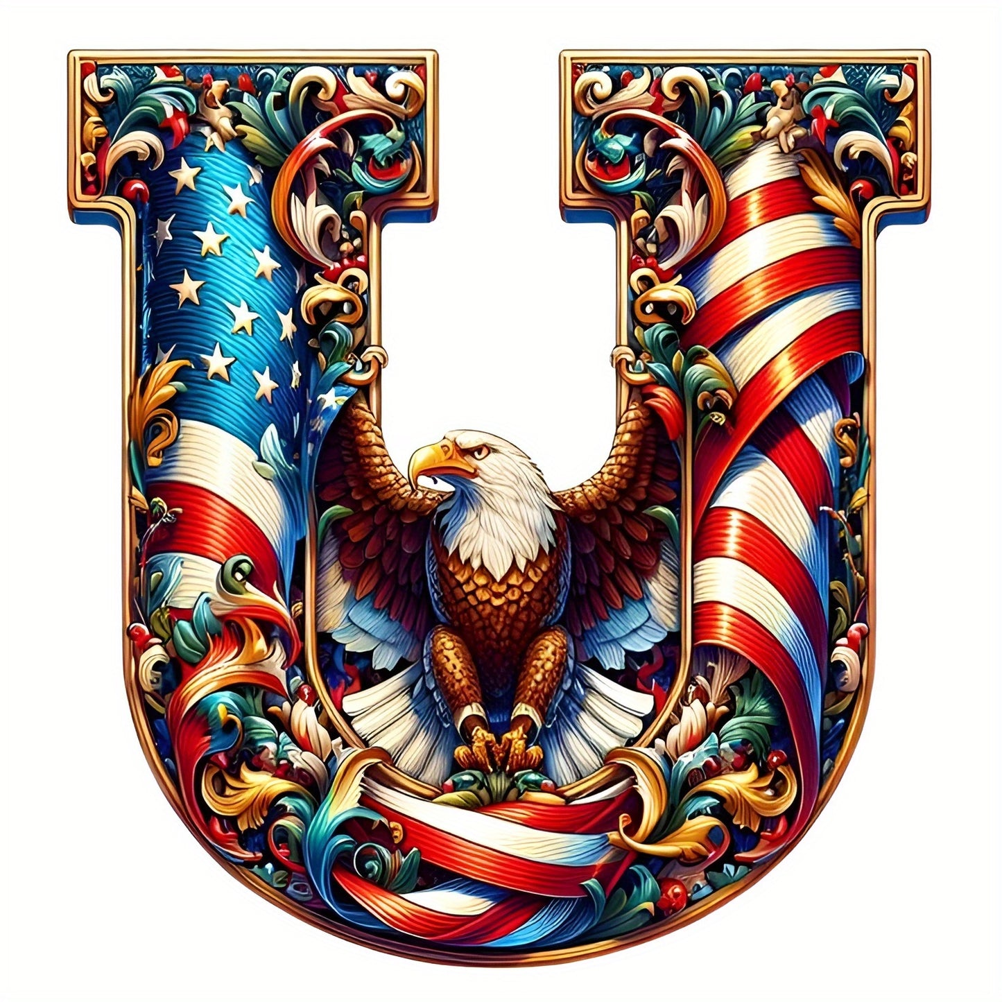DIY Diamond Art Eagle Flag Alphabet 5D Kit 25 Letters AZ