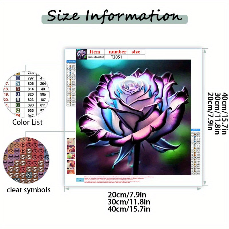 Dreamy 5D Diamond Art: Blue Purple Rose Wall Decor