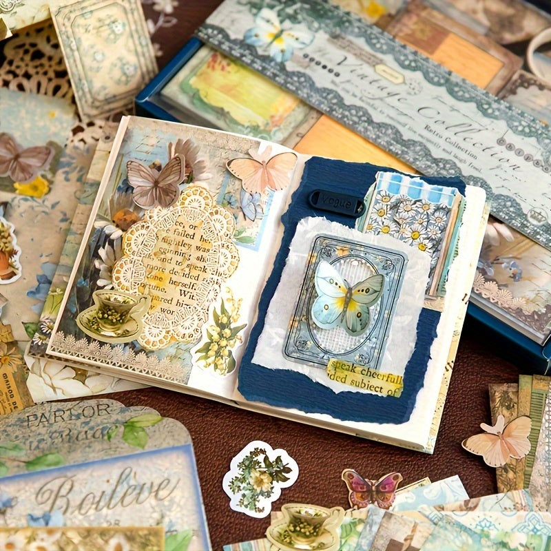 Yooma 222pcs Retro Handbook Paper Kit For DIY Stationery