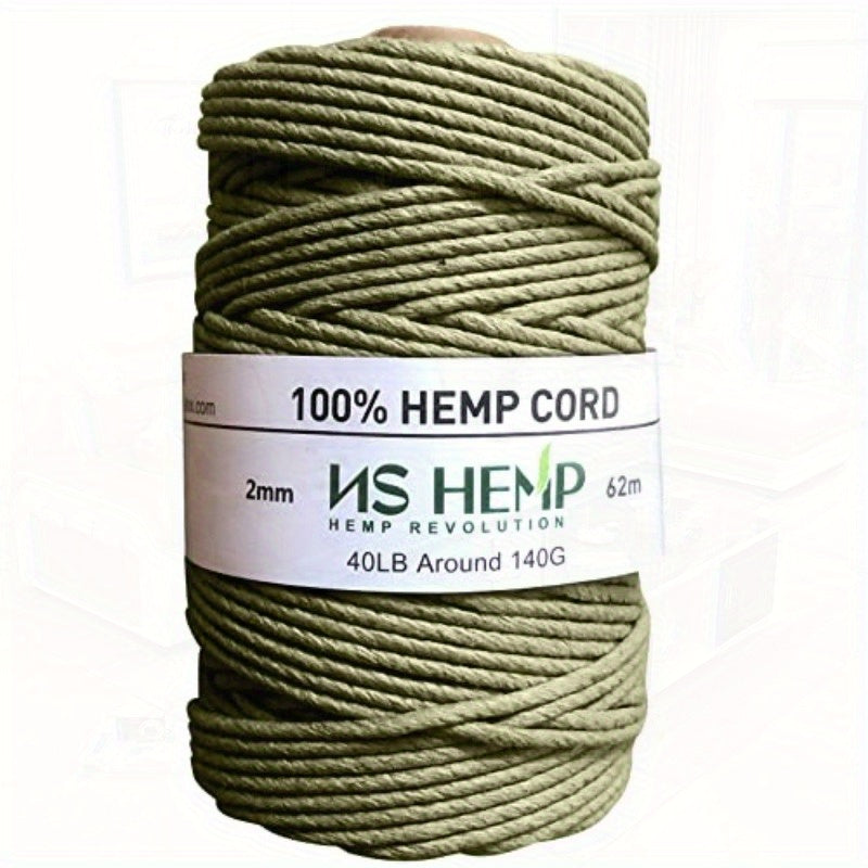 NS Hemp Heavy Duty 2mm 205ft Hemp Cord Olive Green For Macrame Jewelry Making Gardening Wedding Decorations