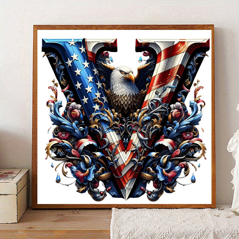 DIY Diamond Art Eagle Flag Alphabet 5D Kit 25 Letters AZ