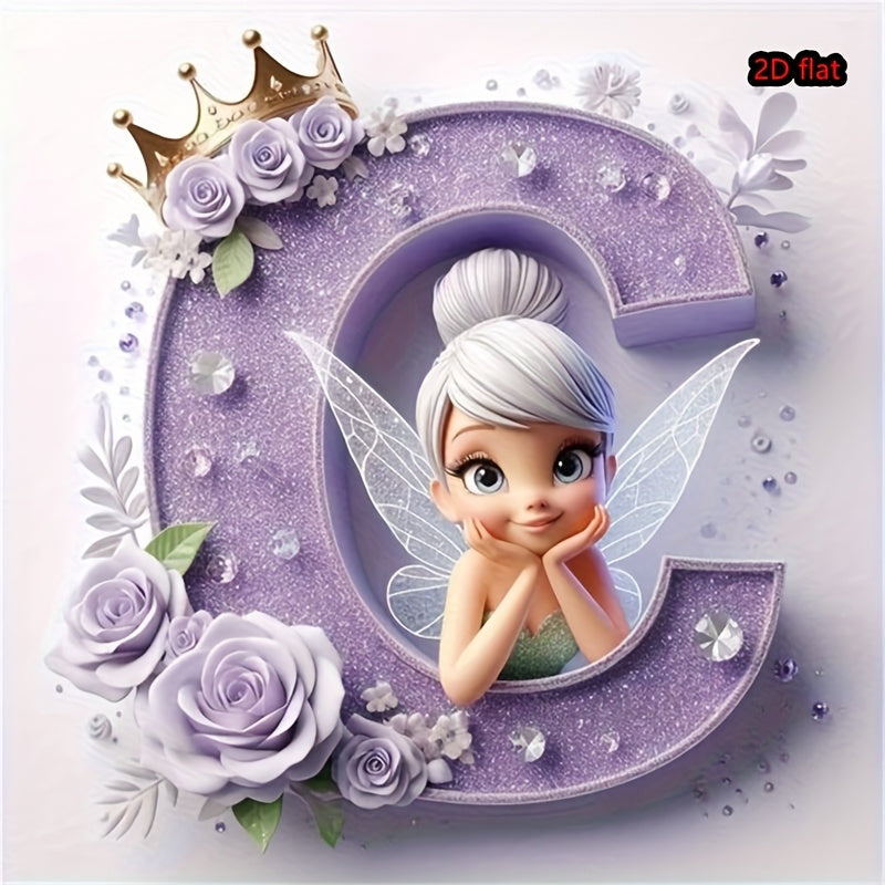 Round Diamond Art Kit with A-Z Letters and Elves Wall Decor