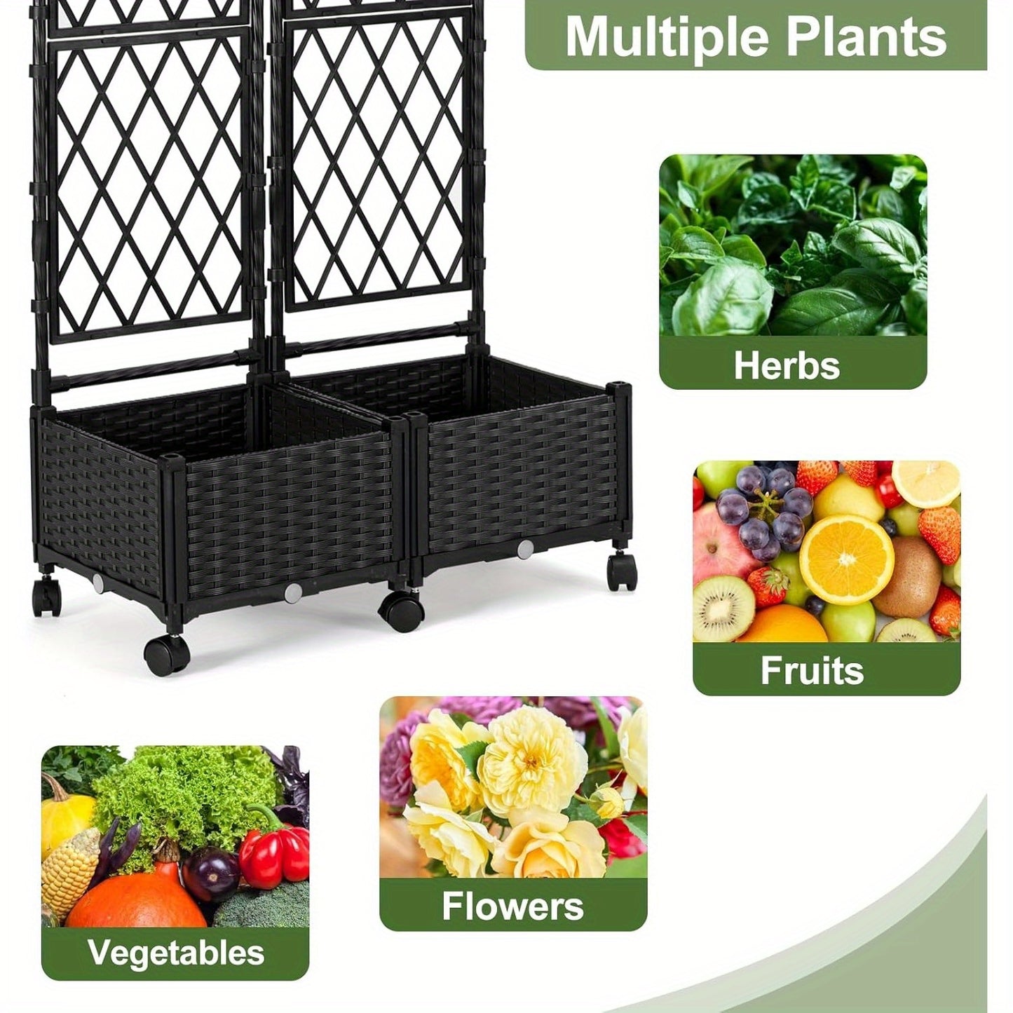 Garden Trellis And Raised Planter Box For Patio Black