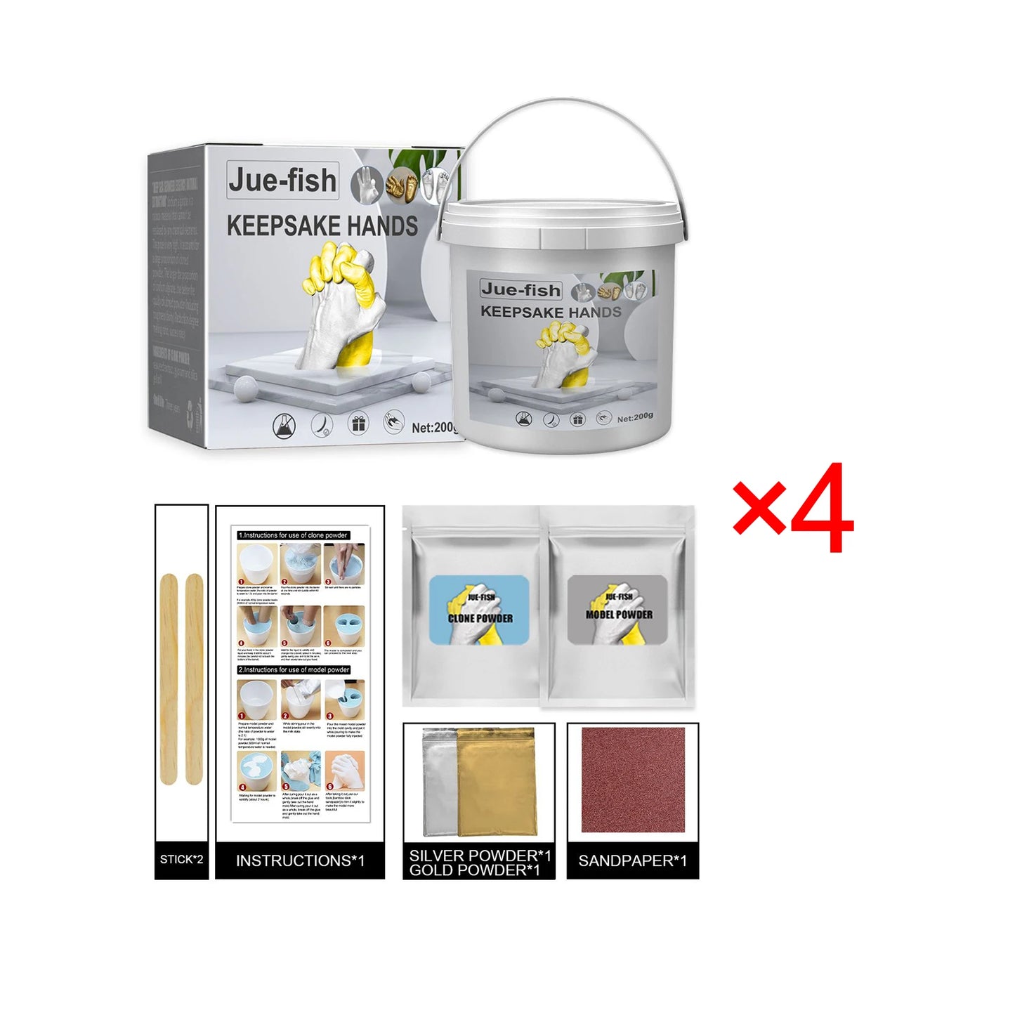 Jue-Fish DIY Air Dry Clay Kit for Kids Handprint Keepsakes