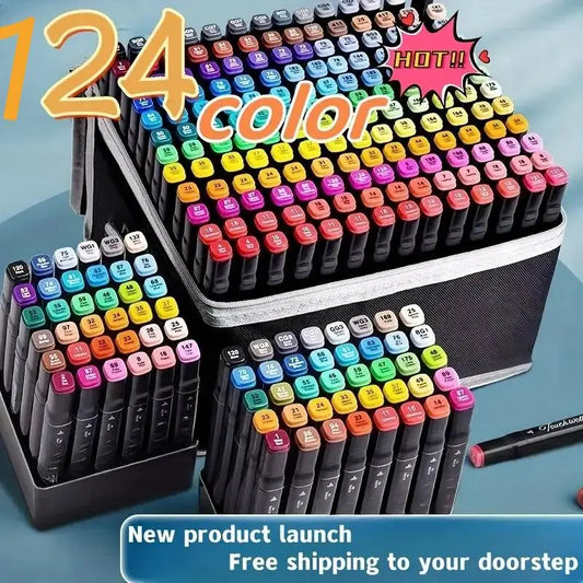 Bold Double-Headed Alcohol Marker Pen Set 168 Vibrant Colors