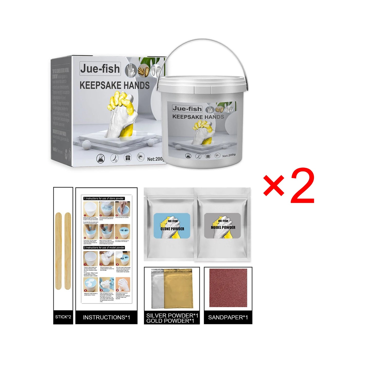 Jue-Fish DIY Air Dry Clay Kit for Kids Handprint Keepsakes