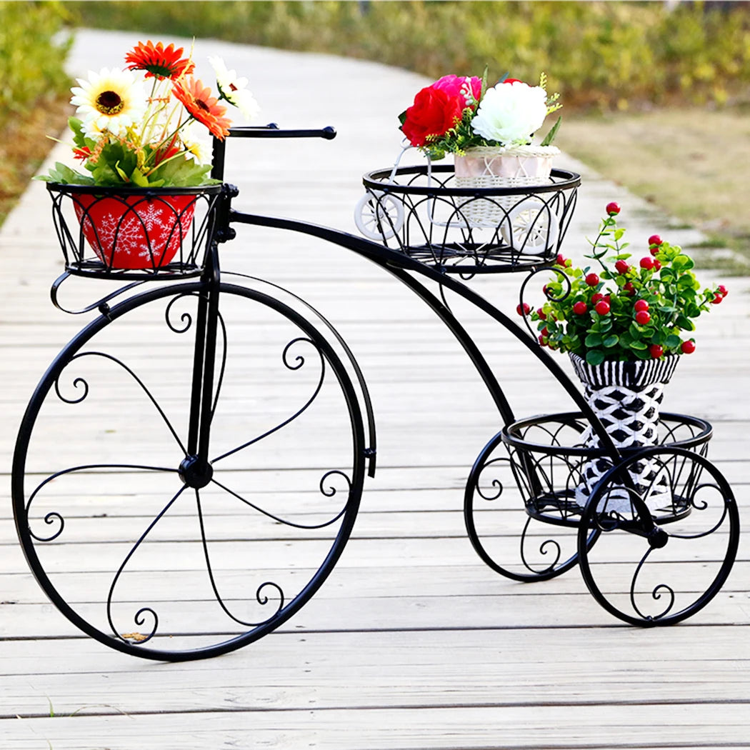 Tricycle Plant Stand Metal Flower Pot Cart for Garden Patio
