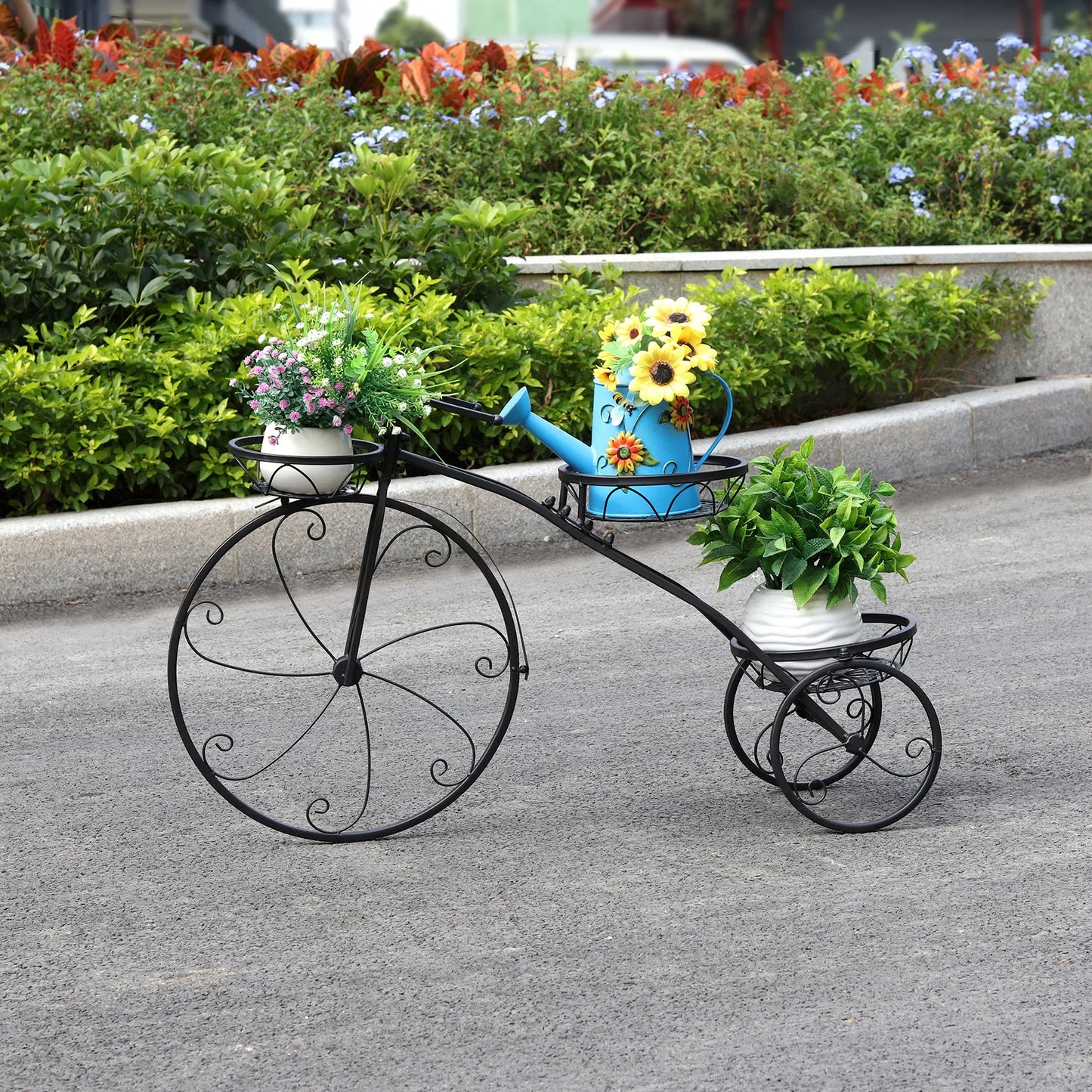 Tricycle Plant Stand Metal Flower Pot Cart for Garden Patio
