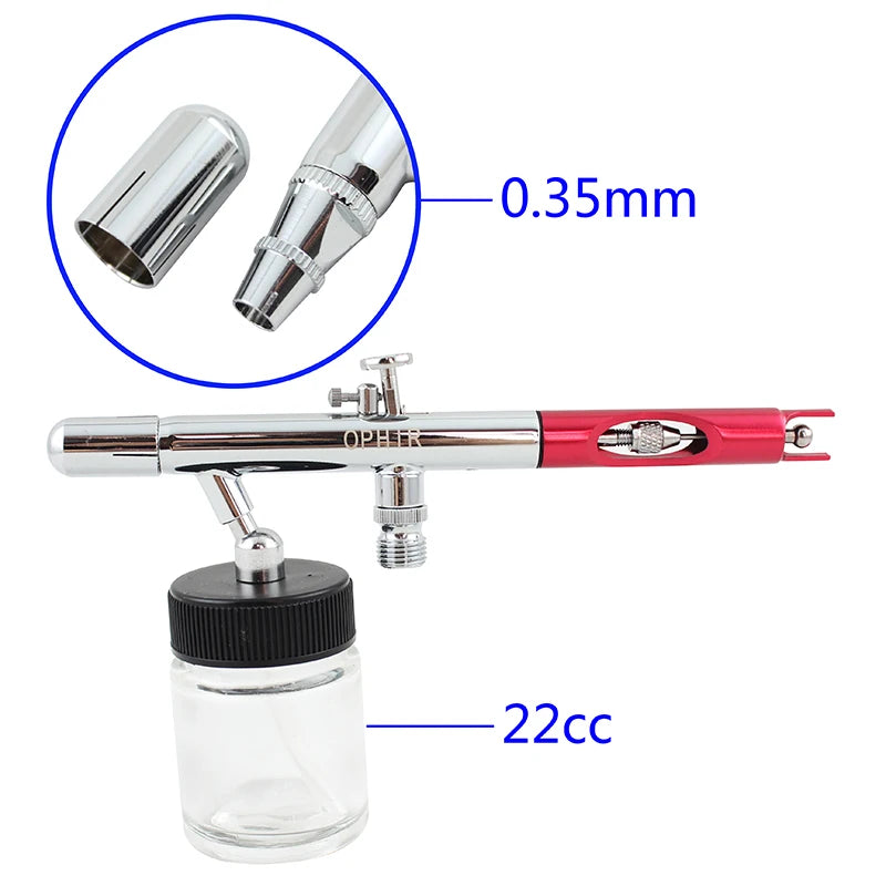 2017 Ophir 6 Piece Dual Action Airbrush Set for Creative Projects