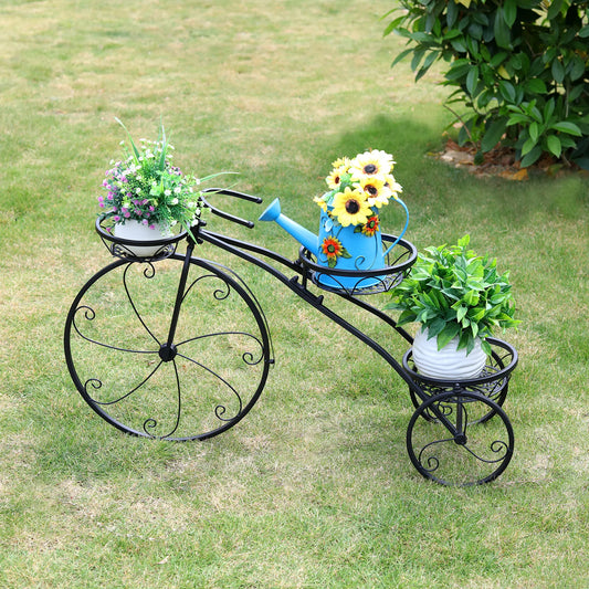Tricycle Plant Stand Metal Flower Pot Cart for Garden Patio