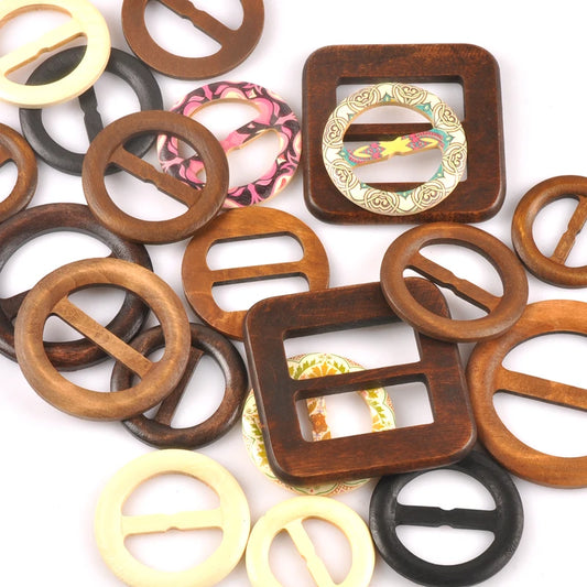 Wooden Round Ring Belt Buckle For Clothes Bags M2591