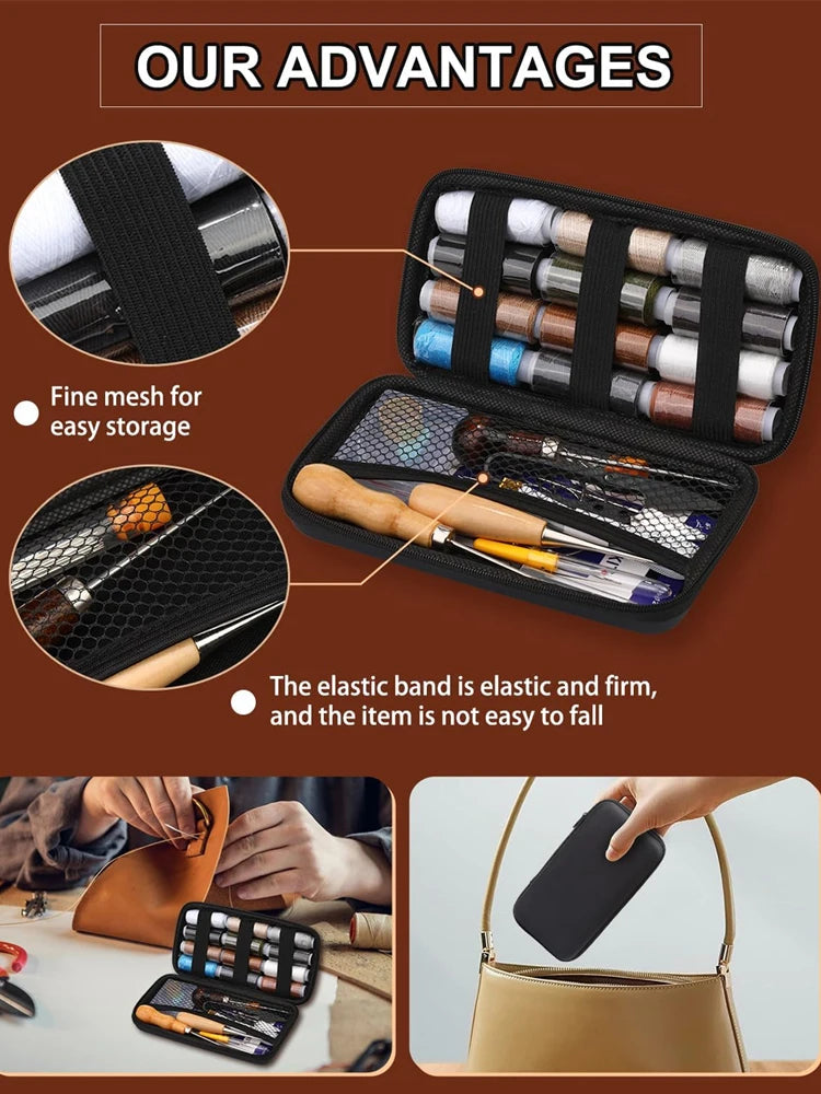 47Pcs Heavy Duty Sewing Kit With Thread Needle Awl Scissors