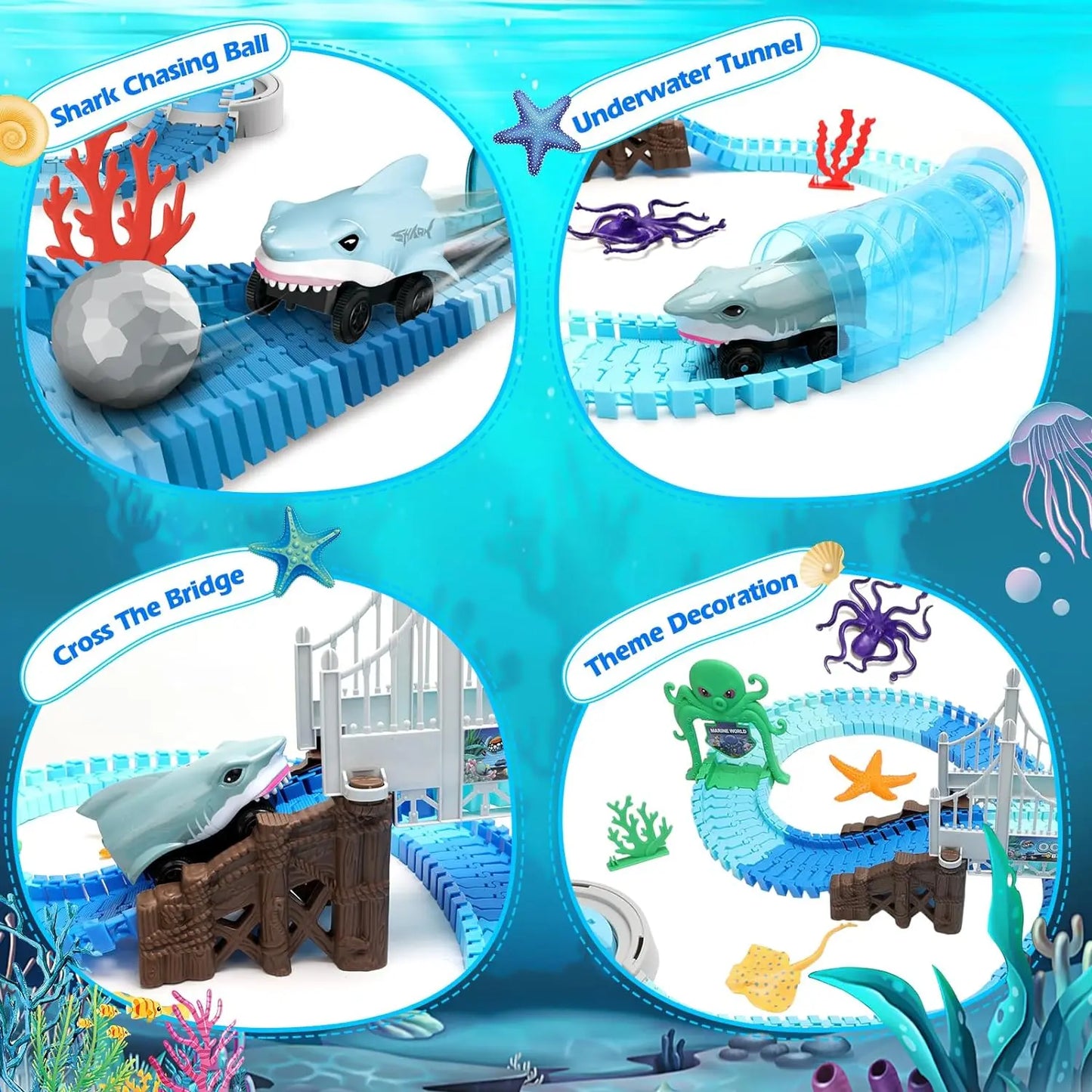 VATOS Shark Race Car Toy Set for Boys and Girls Age 3 Plus