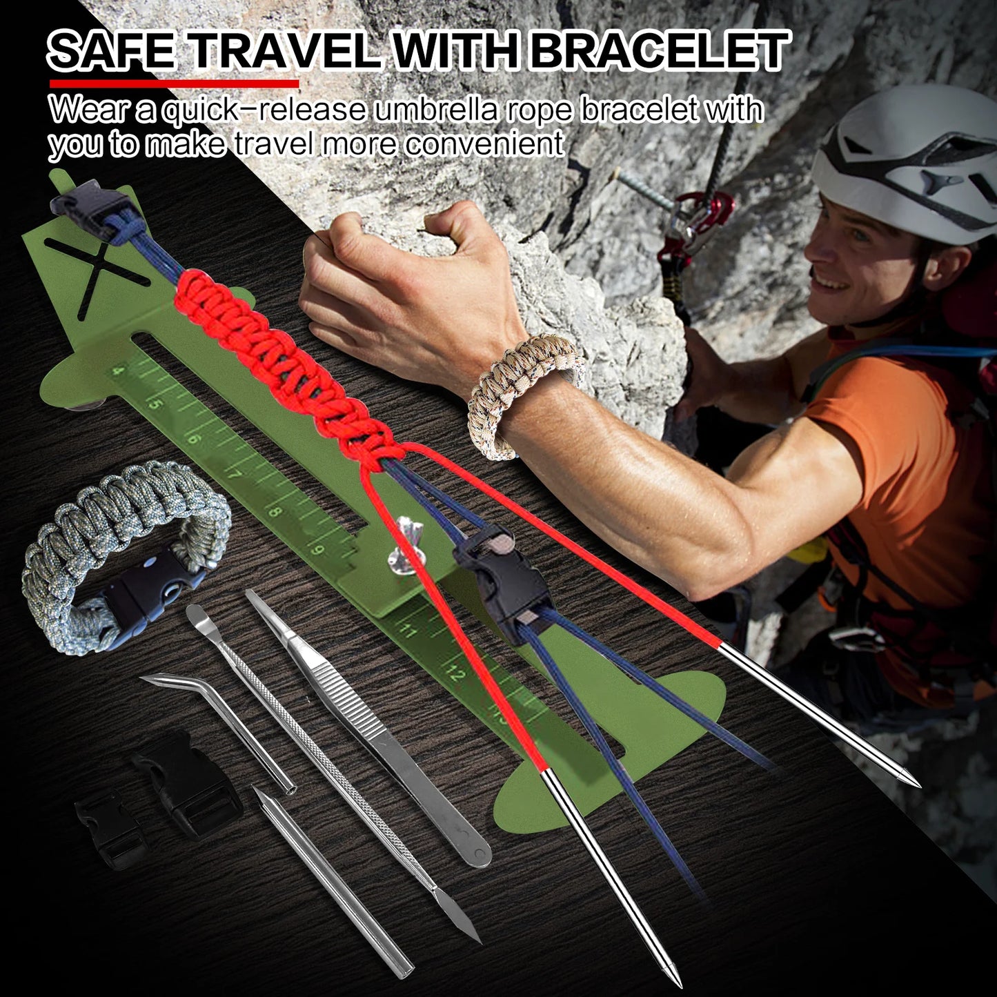 Paracord Bracelet Kit With Marlin Spike And Adjustable Jig