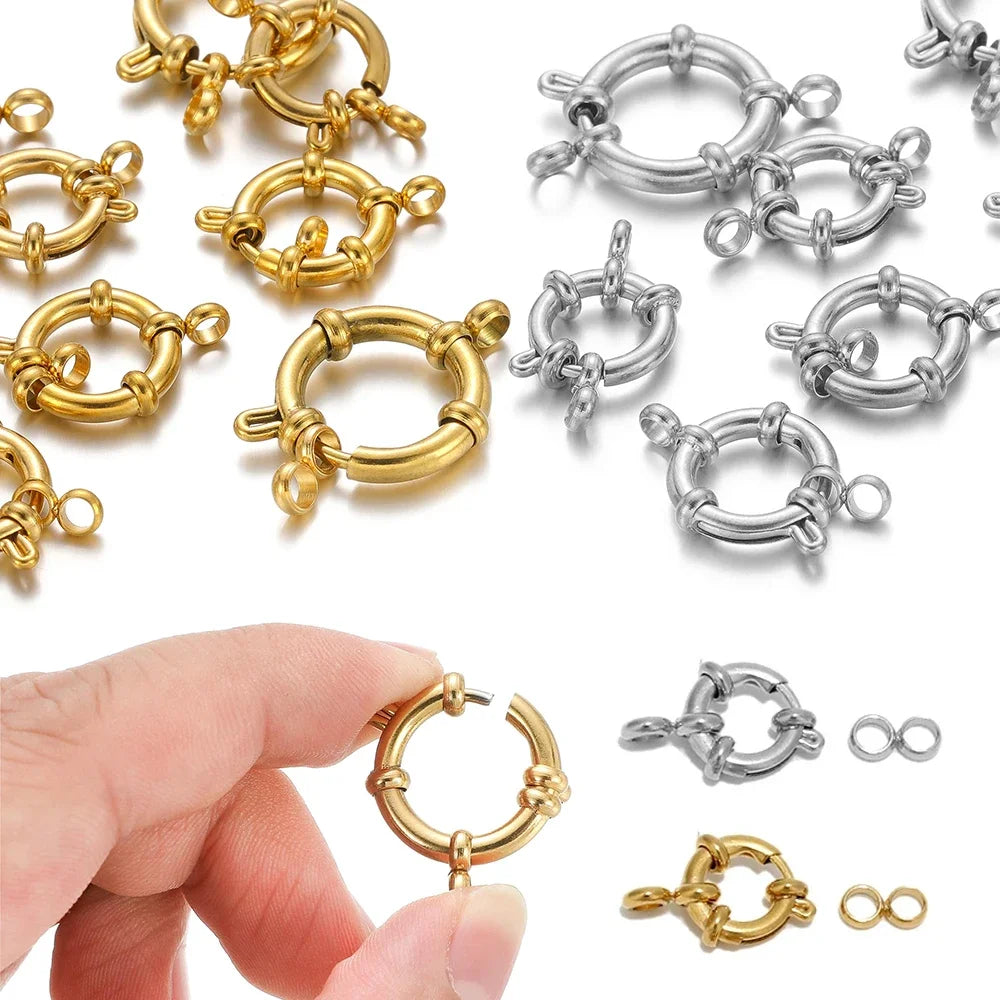 4pcs Gold Stainless Steel Spring Clasps for DIY Jewelry Making
