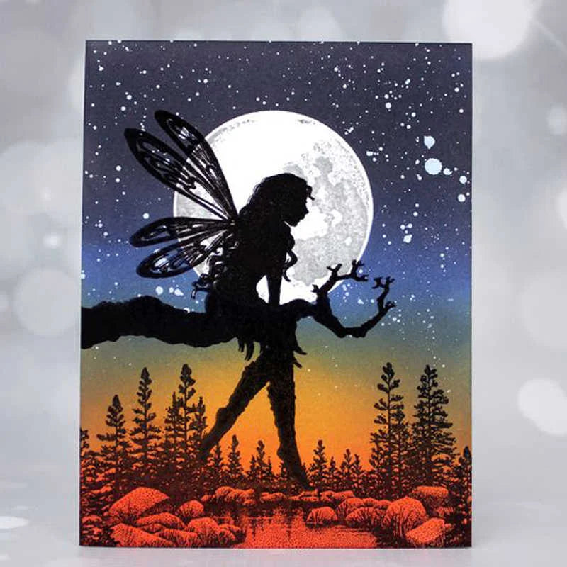 5 Piece Set Fantasy Elf Silhouette Clear Stamps Scrapbook