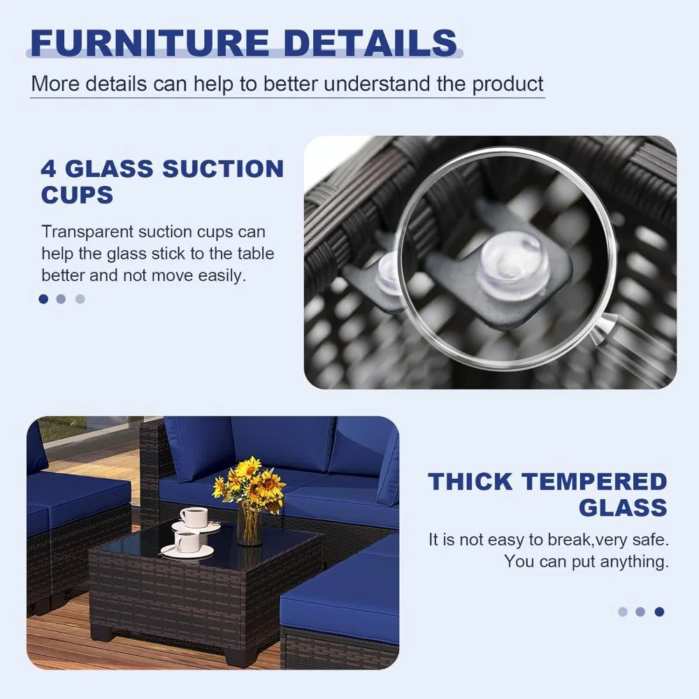 Outdoor Rattan Sectional Sofa Set for Garden and Patio