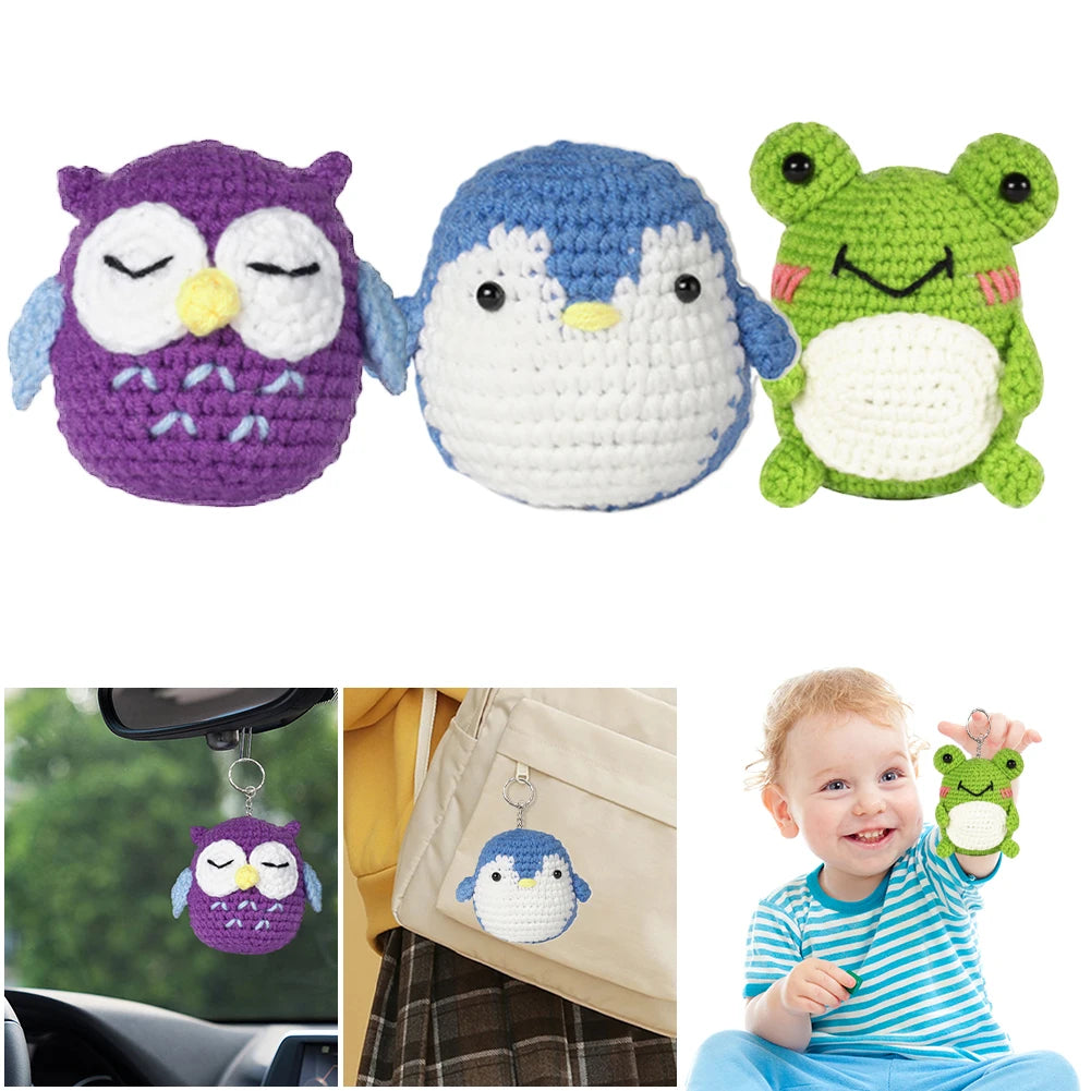 3Pcs Cute Animal Crochet Kits for Beginners and Kids