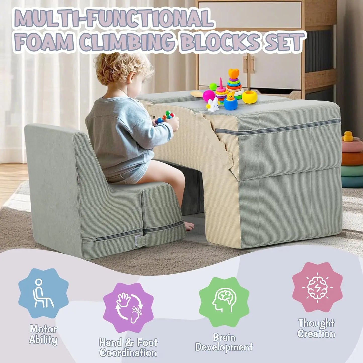 4 In 1 Foam Climbing Blocks For Toddlers Indoor Play