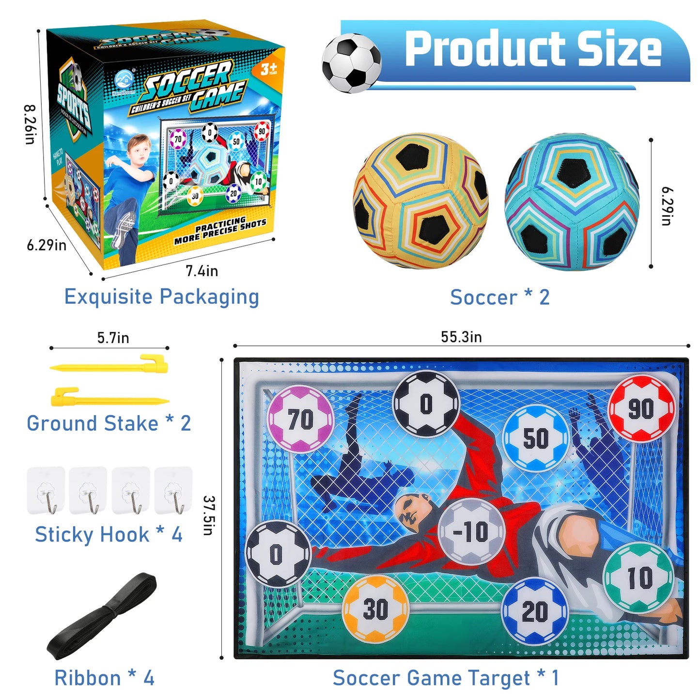 VATOS Foldable Football Ball Game Set For Kids Outdoor Play