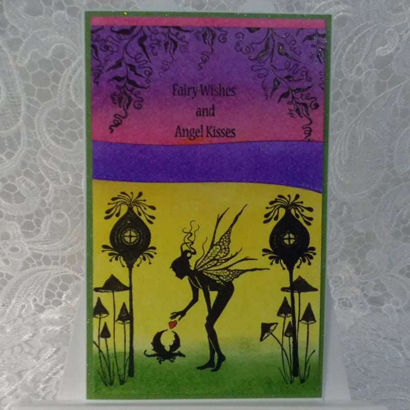 5 Piece Set Fantasy Elf Silhouette Clear Stamps Scrapbook