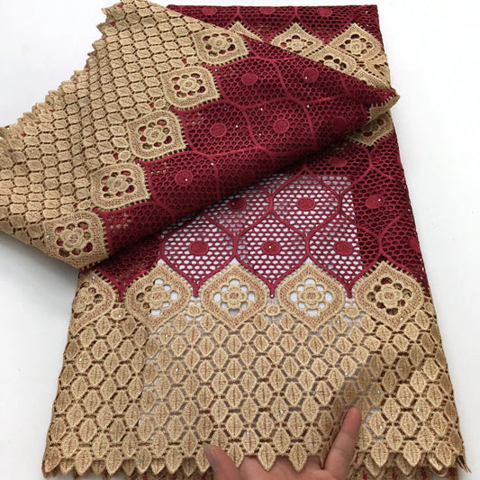 African Guipure Cord Lace Fabric 5 Yards for Wedding Dresses