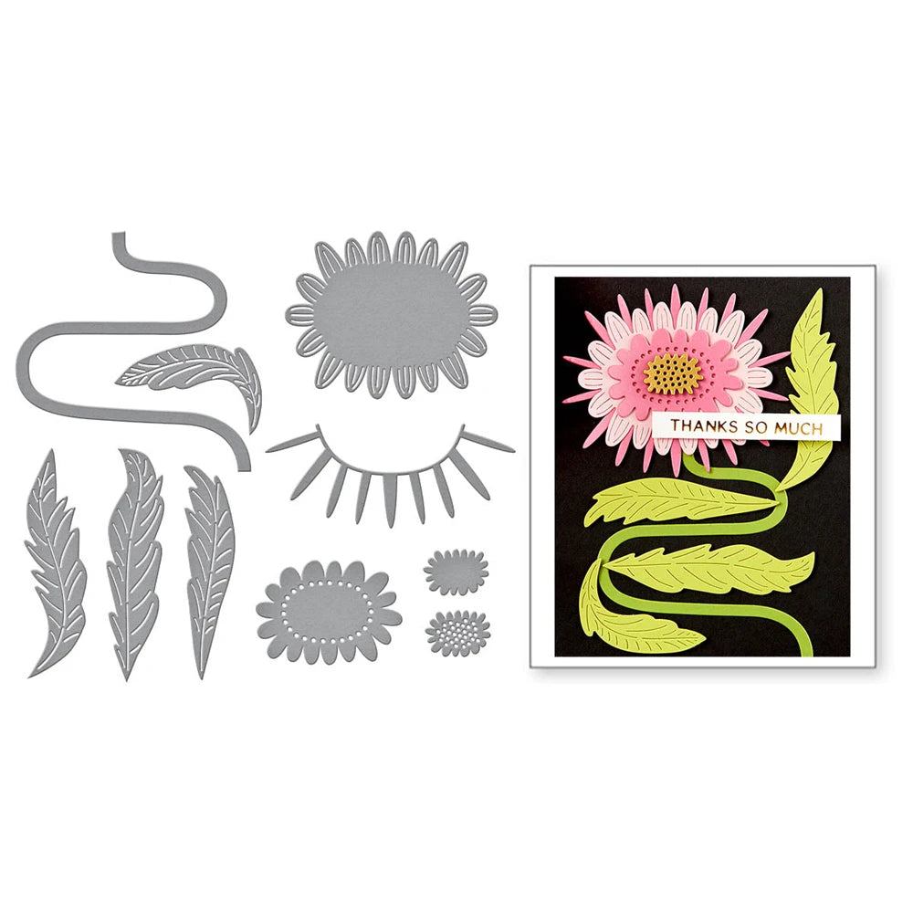Elegant Flower Bud Sprig Metal Cutting Dies for DIY Crafts