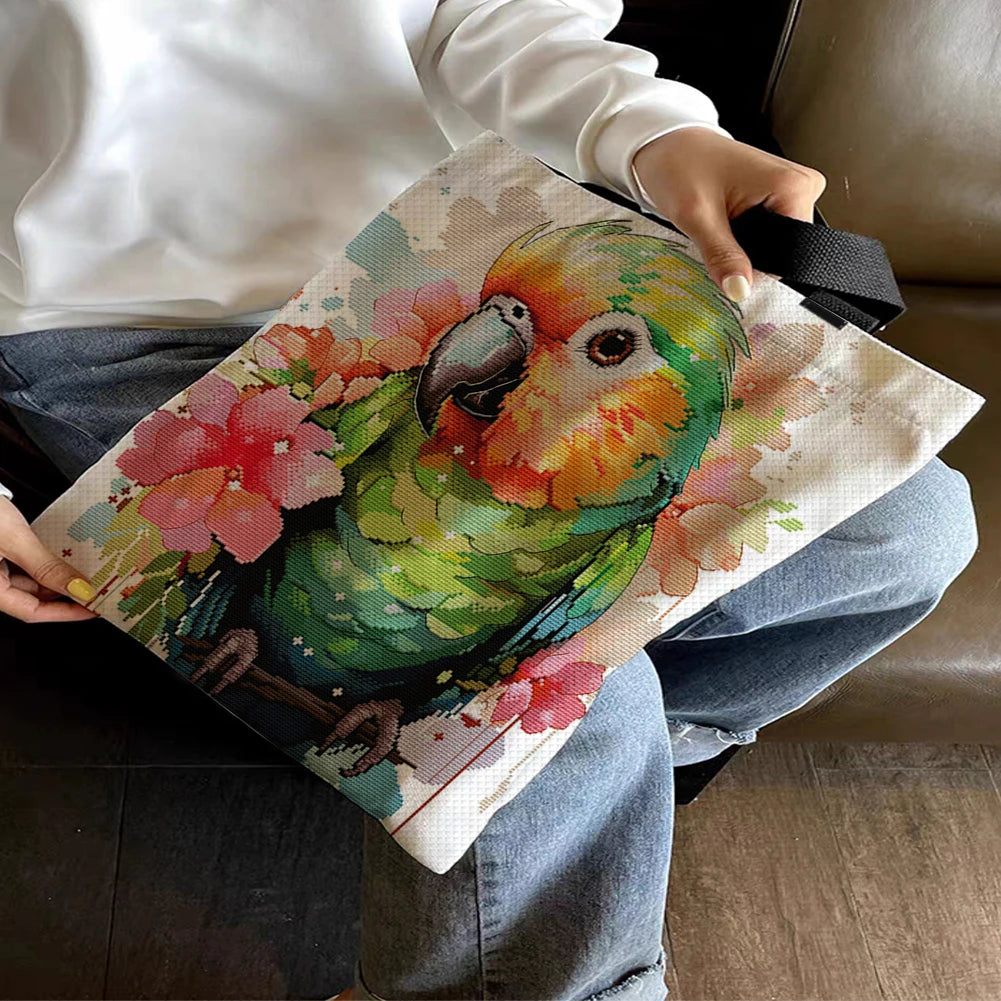 Personalized Embroidery Kit Bag Cross Stitch Cat Parrot
