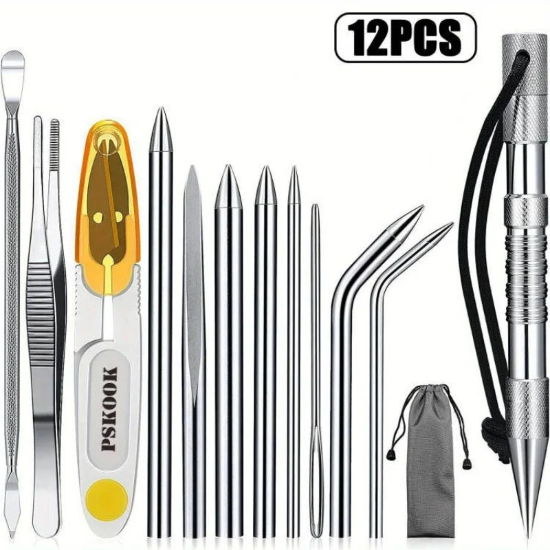 12pcs Stainless Steel Paracord Braid Needle Set for Crafting