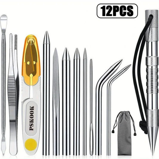 12pcs Stainless Steel Paracord Braid Needle Set for Crafting