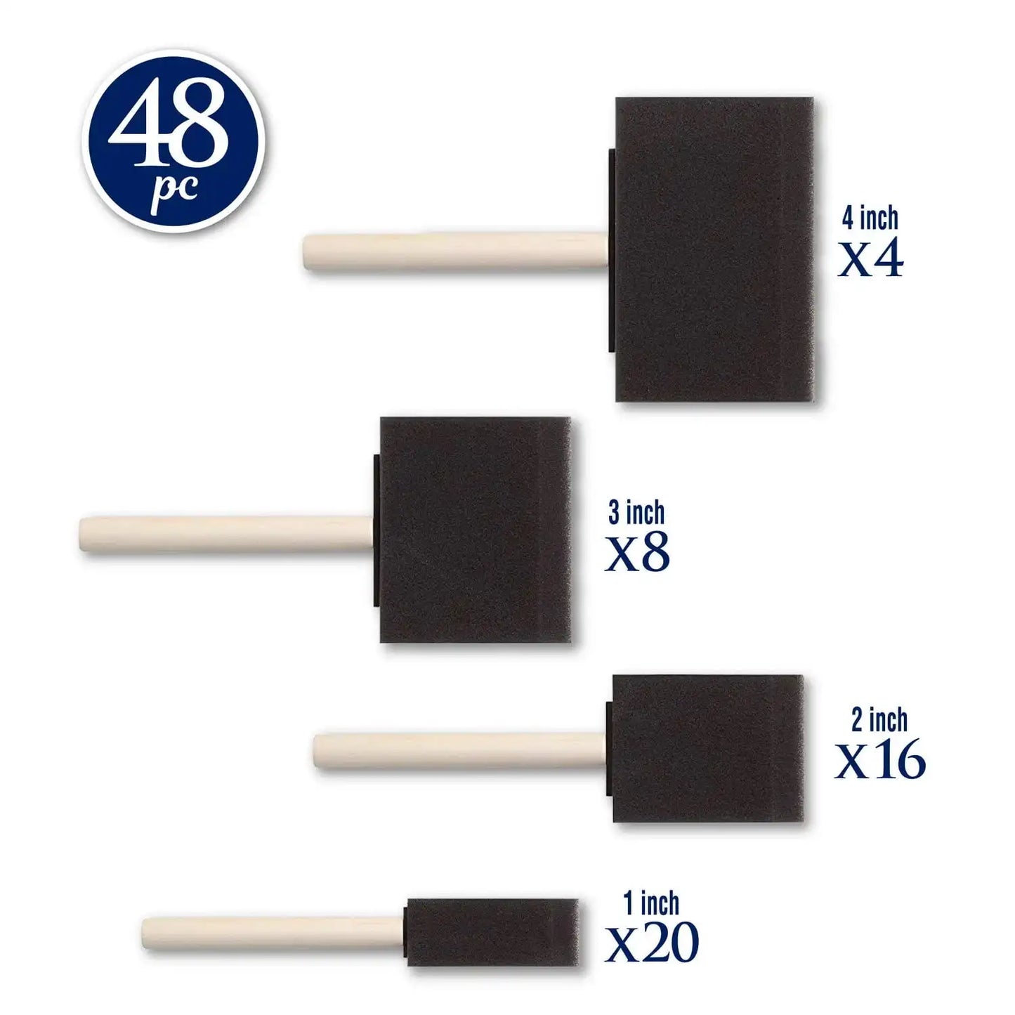 ArtSkills Craft Foam Paint Brush Set with 48 Pieces in 4 Sizes