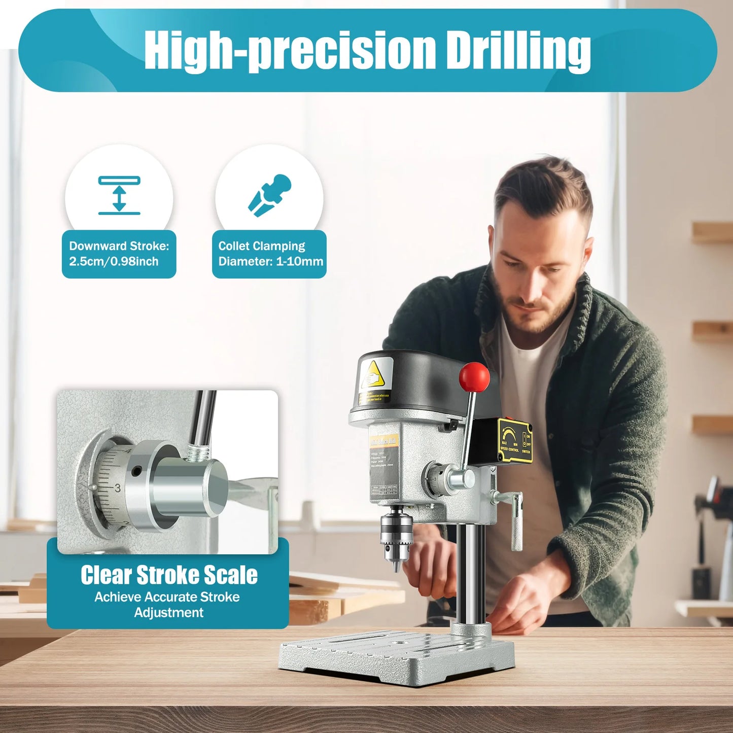 Mini Benchtop Drill Press 340W Adjustable Speed Tool