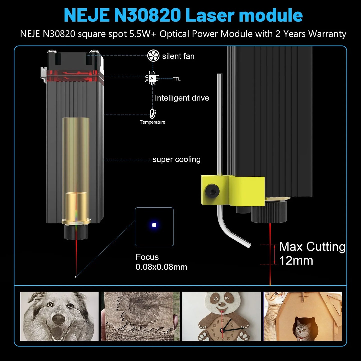 NEJE 5 Portable 40W-80W Wood Engraver Cutter with Bluetooth App