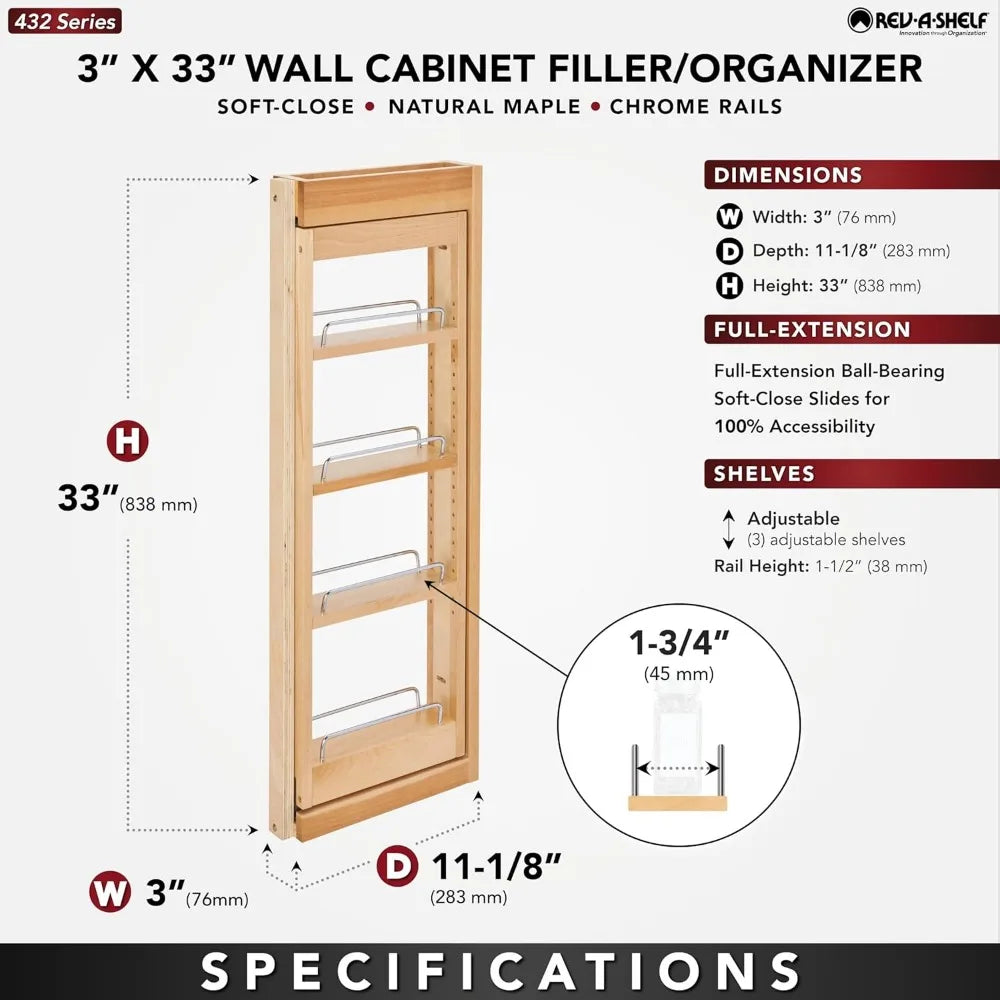 Rev A Shelf Pullout Wooden Organizer for Kitchen Cabinets
