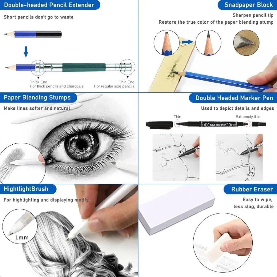 146 Pieces Drawing and Sketching Colored Pencils Art Set