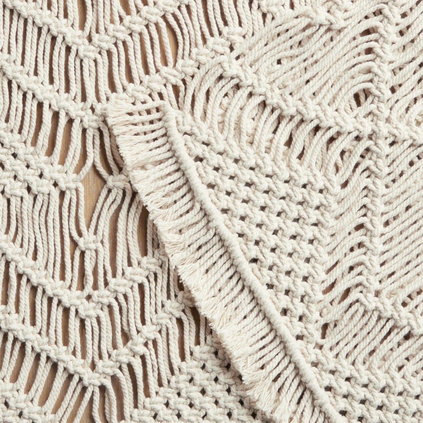 Macrame 90 Inch Cotton Table Runner Machine Washable Modern Style