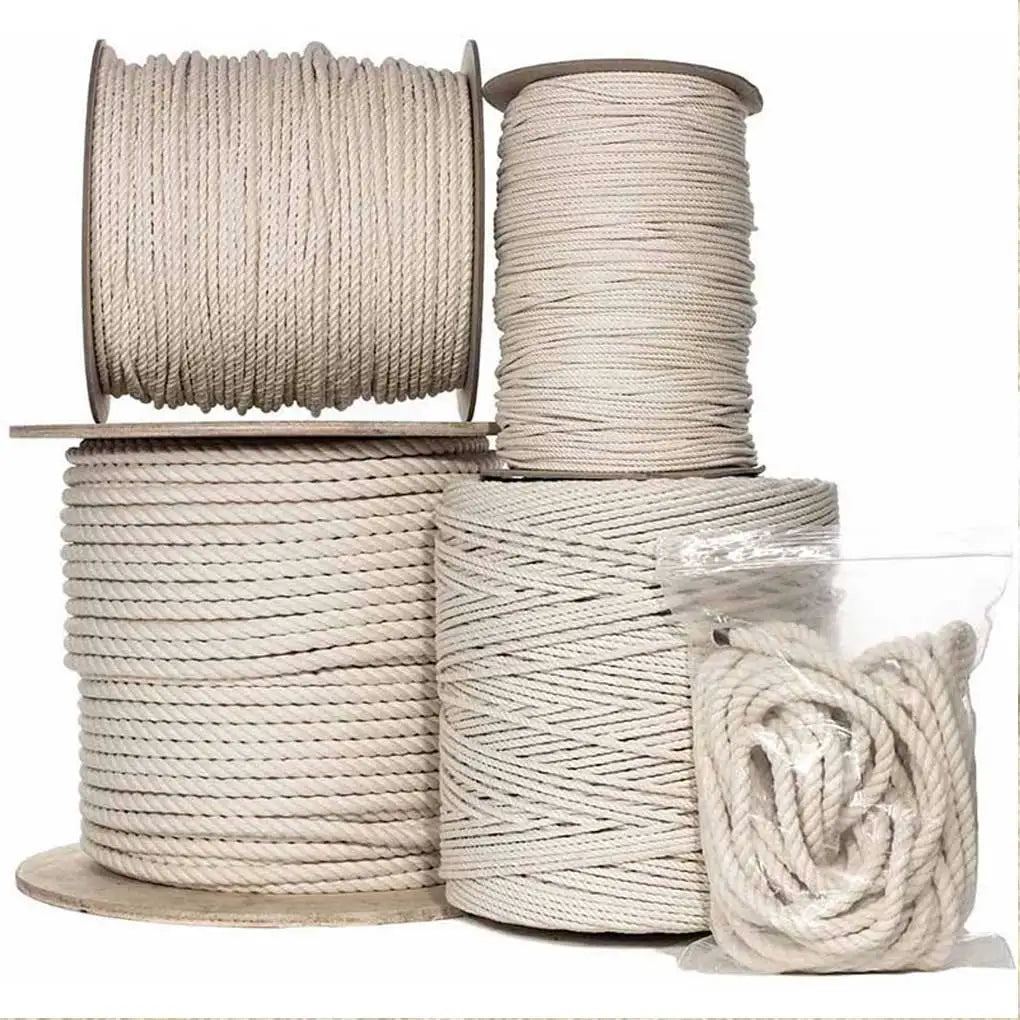100m Cotton Rope Twisted Cord for DIY Crafts and Home Projects