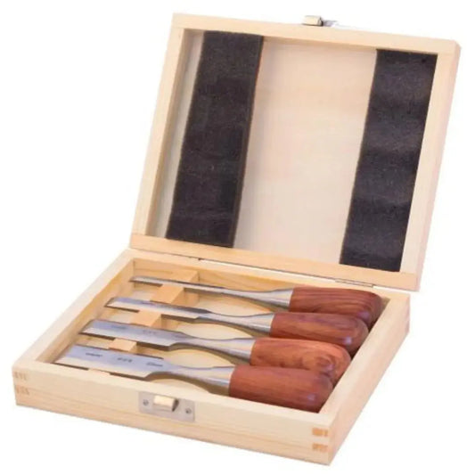 Bevel Edge Chisel Set 4 Pcs in Wooden Box Qiangsheng Luban
