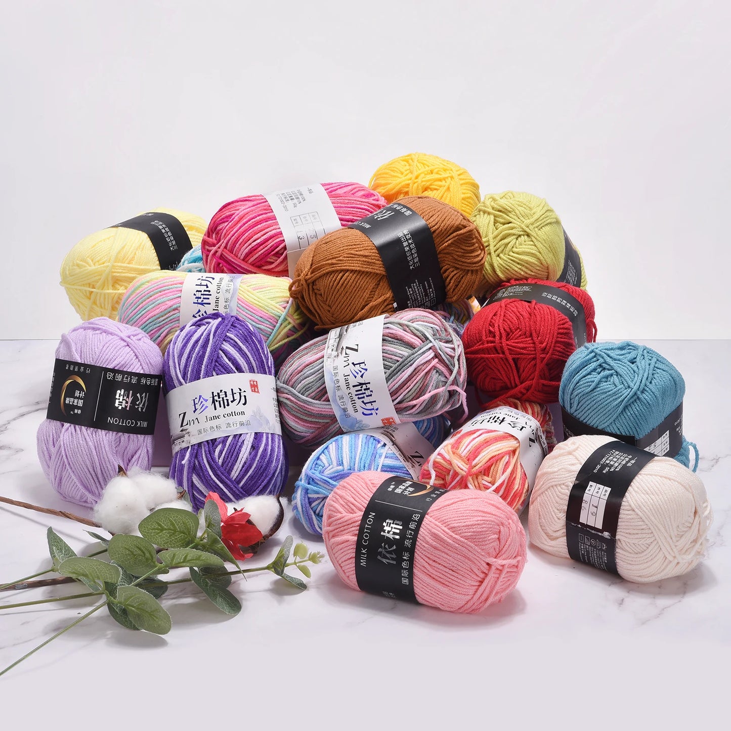 Cotton Blend Yarn Pack of 5 for Knitting and Crocheting