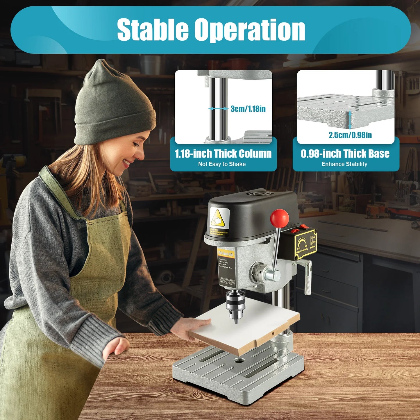 Mini Benchtop Drill Press 340W Adjustable Speed Tool