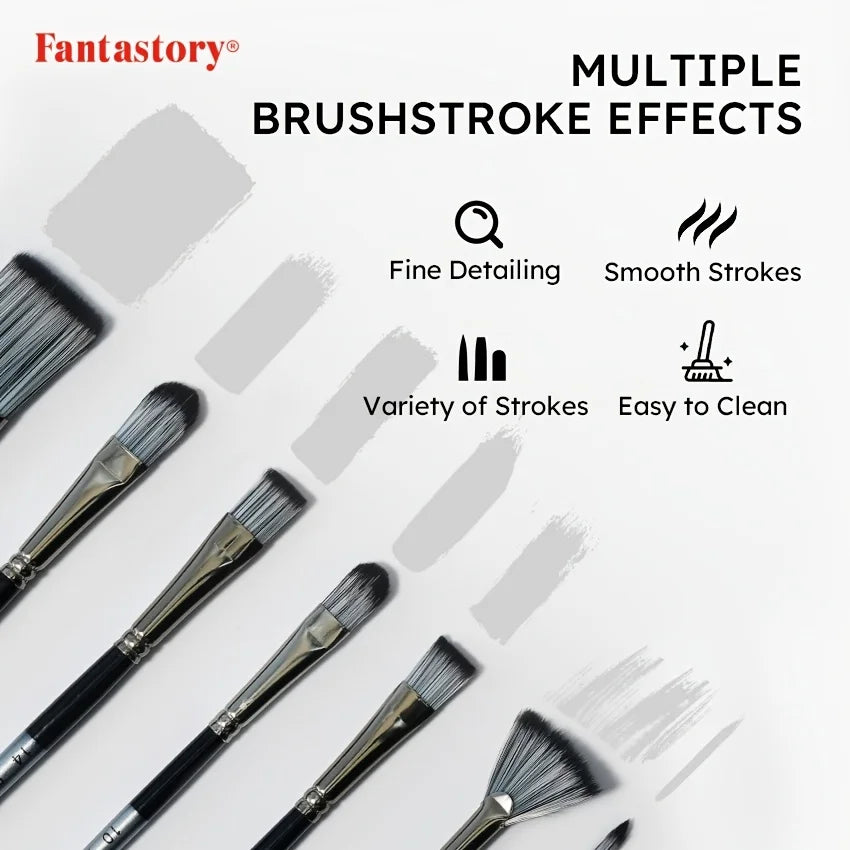 24 Piece Paint Brush Set with Mixing Knife for All Mediums