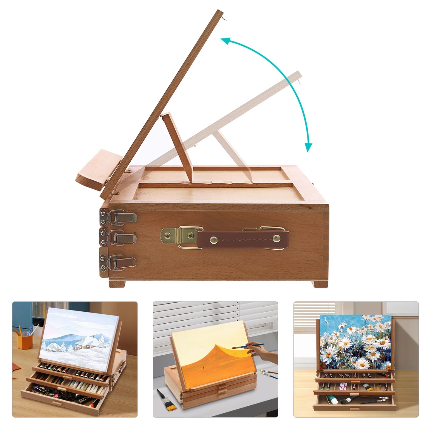Wooden Painting Board Stand with 3 Drawers for Artists