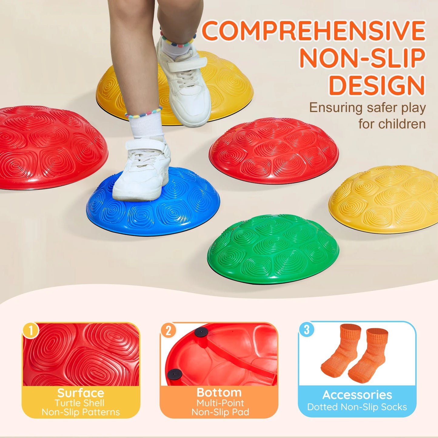 SucceBuy 6 Piece Kids Turtle Balance Stepping Stones