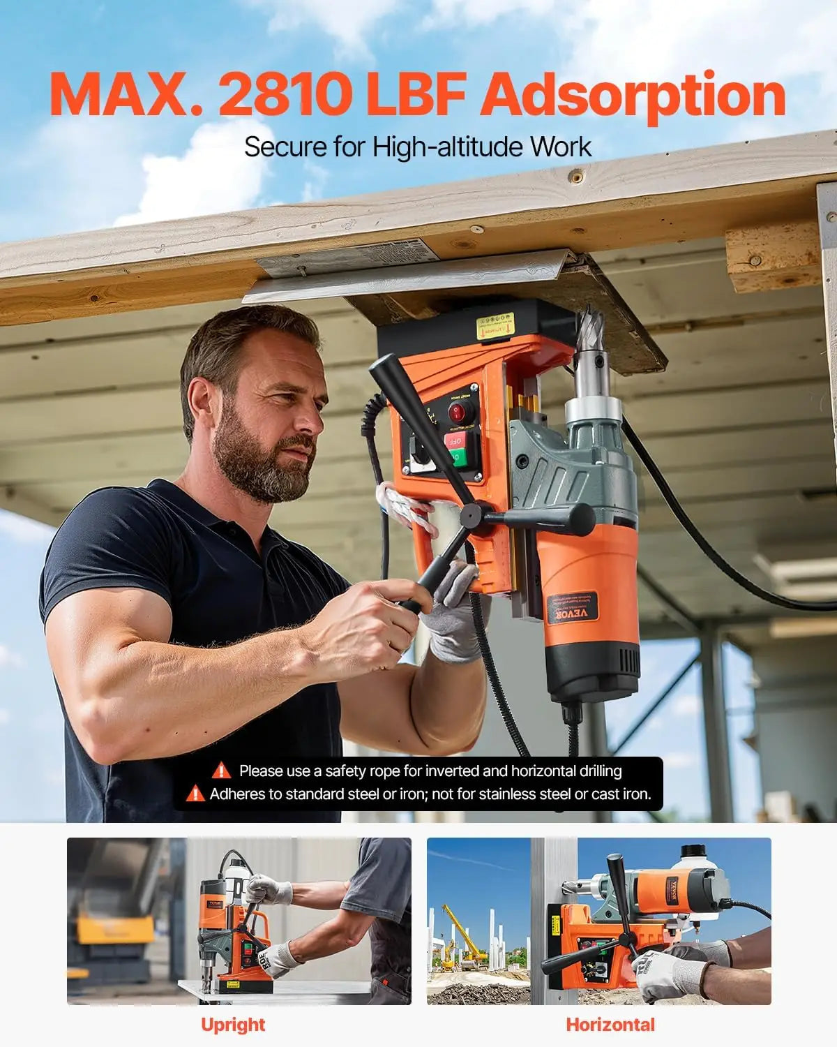 Portable Magnetic Drill 1450W Variable Speed 1.6 Inch Boring