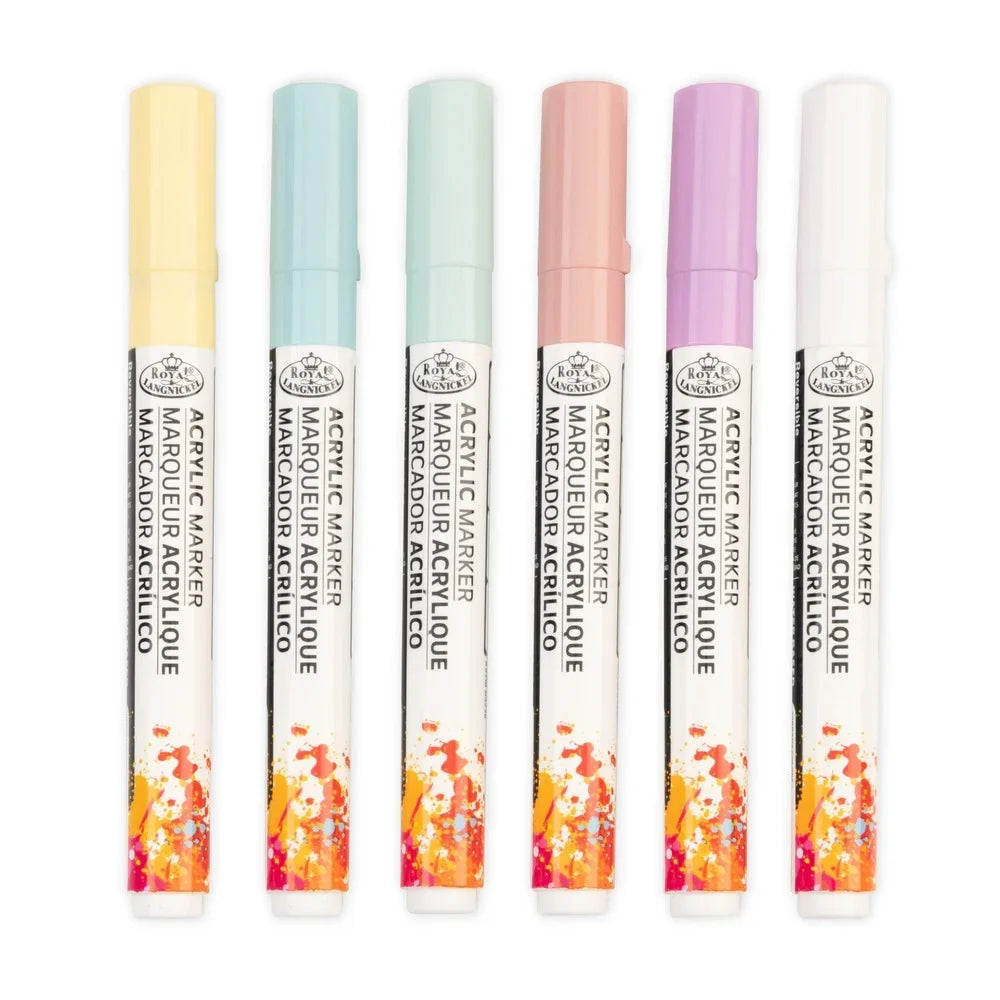 6 Piece Reversible Acrylic Art Markers for Crafts and DIY