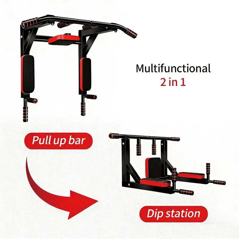 Wall Mounted Pull Up Bar And Dip Station Home Gym
